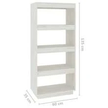 Libreria/divisorio vidaXL, colore bianco, 60x35x135 cm, in pino massello. - Cammello - Visualizzare 8