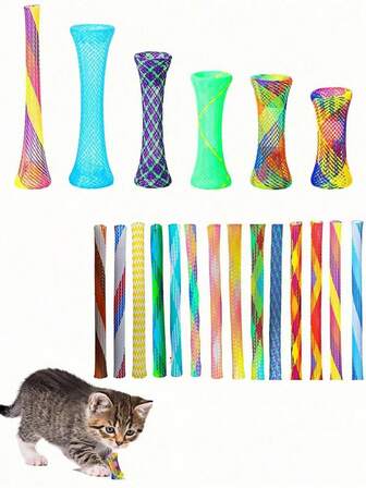 Juguetes de resorte de gato de colores aleatorios, juguetes de tubo de resorte para gatos, juguetes interactivos para gatos de interior, bobina de resorte de plástico que atrae a los gatos para golpear, morder y cazar, regalos ideales para el Día de San Valentín, Navidad y Año Nuevo para gatos/perros