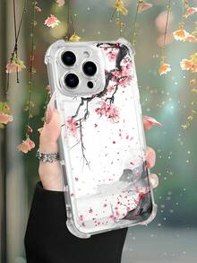 1 pieza Funda de teléfono con diseño de flores de ciruelo en estilo acuarela sobre fondo de paisaje montañoso, estilo artístico y tradicional, funda transparente resistente a golpes, ligera y con corte preciso, compatible con iPhone 17/16/15/14/13/12/11/XS/XR/X/PLUS/PRO/PROMAX, compatible con Galaxy A34/A35/A54/A55, Galaxy S20/S21/S22/S23/S24 Ultra/Plus, compatible con Moto/Galaxy/Redmi/Honor/OPPO, regalo de fiesta - transparente - Ver 6