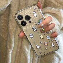 Nueva funda protectora para teléfono con lente transparente y patrón de animales de la Tierra de dibujos animados de Halloween, compatible con for  16, 15, 14, 13, 12, 11, 12/13, Mini, Plus, Pro, Max y SE. Un regalo de cumpleaños o de San Valentín para novio o novia, con un diseño esmerilado elegante, resistente a los golpes, lujoso y duradero con cobertura completa. - transparente - Ver 6