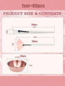 2/3/6/15/24/36/60件玫瑰金面膜刷套装，多种组合可选 - 包含4支扇形刷和4个面膜碗，尼龙刷毛，适用于护肤、面部护理和化妆 - 优雅的玫瑰金设计，适合所有浅肤色，护肤工具，时尚刷具设计，化妆刷，化妆碗，化妆刷，化妆套装，扇形刷，高光刷，化妆刷，面部护理刷，化妆刷，散粉刷，美容刷，化妆刷，面部护理刷，化妆笔，面膜刷，面膜涂抹器 - 彩色 - 查看 6