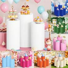 1 Set Elastic Tablecloth With Cylindrical Bottom, Made Of Spandex Material, Suitable For Wedding Party Decoration, Dessert Display, Birthday, Christmas And Various Occasions, High Quality (Frame Not Included, Multiple Colors Available) - Multicolor - View 2