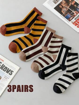 3 זוגות גרביים מפוספסות בסגנון AB עם טלאים רב-תכליתיים, נושמות, נוחות וסופגות, מתאימות ללבישה יומיומית, ספורט, משרד ולבוש יומיומי. מתנות המתאימות לכל עונות השנה.