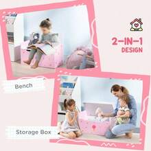 2-In-1 Kids Storage Bench With Safety Rod | Toy Box And Seat In Pink - 預設 - 查看 5