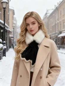 1pc Women's Knitted Fluffy Warm Hat, With A Fish-Tail Style Draping Design. Perfect For Daily Winter Warmth Accessories. Suitable For Wearing At Christmas And As A Valentine's Day Gift.