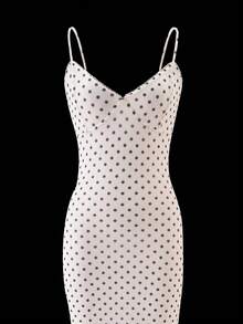 Summer Dress For Women Y2k Polka Dot Bodycon Dress Deep V Neck Sleeveless Backless Spaghetti-Strap Sundress, White Long Dress, Valentine's Day Dress, Beach Vacation, Semi Formal Women Dress - 白色 - 查看 6