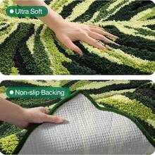 Dark Monstera Leaf Bathroom Rug Mat, Soft Fluffy Plush, Absorbent Quick Dry Carpet, Non-Slip Skid Proof, Machine Washable, For Bathroom Shower Floor, Bedroom, Kids Room, 32x48 Inch,Home Decor - 橄欖綠 - 查看 4