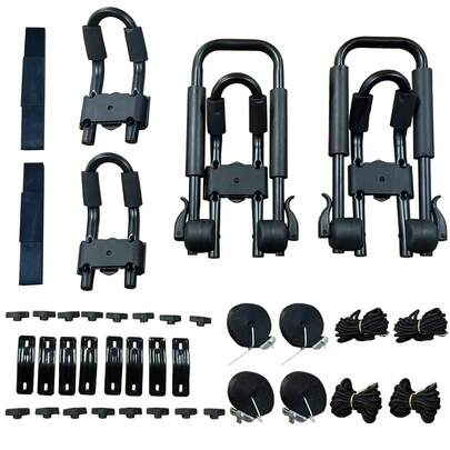 Kayak Roof Rack 2 Pairs J-Bar Carrier Holder For Canoe, SUV, Cars, Truck, Surf Ski, Car Top Mount Racks For Trip, Set Of 4   WL