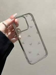 1个电镀奢华银框高透明简约蝴蝶图案手机壳，适用于 16 Pro Max、17/16/15/14 Plus、13/12/11、Air