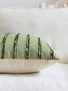 1/2 Vỏ gối kẻ sọc xanh ô liu và xanh cỏ, Vỏ gối nhung họa tiết trang trại Bohemian, Vỏ gối màu trung tính dùng cho ghế sofa, giường, phòng ngủ, phòng ăn, tiệc tùng, trang trí, thích hợp cho mùa xuân, mùa thu và mùa đông - Nền xanh cỏ + xanh ô liu - Xem 3