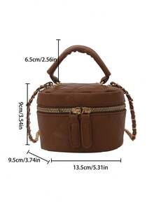 Tas Rantai Mini Ringan, Tas Tangan Berbahan Quilted, Tas Ember, Cocok untuk Gadis Muda, Mahasiswi, dan Pekerja Kantoran - Kopi - View 3