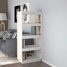 Libreria/divisorio vidaXL, colore bianco, 60x35x135 cm, in pino massello. - Cammello - Visualizzare 1
