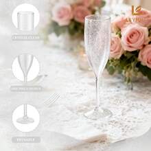 DPlastic Champagne Flutes Set Of 12 Transparent Fine Sparkling Acrylic Glasses Goblets Cups Shatterproof Reusable For Wedding Party Mimosa Bar Anniversary Event Drinks - Lấp lánh trong suốt - Xem 3