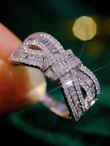 1 PC Elegant Cubic Zirconia Ring For Women For Valentine's Day Gift Wedding Anniversary Party Jewelry - 1# - View 3