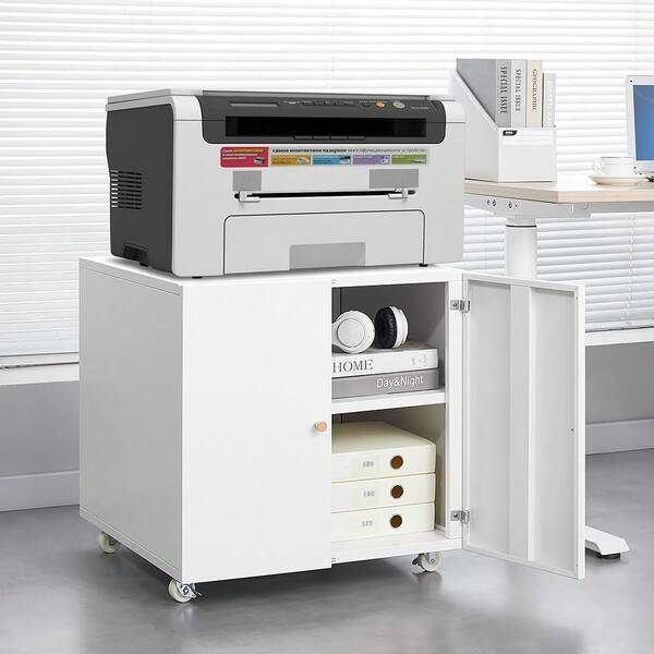 Archivadores con ruedas de 60 x 60 x 60 cm. Soporte metálico para impresora con ruedas para fotocopiadora, computadora y fax. Archivadores de dos cajones para casa, oficina, apartamento o dormitorio