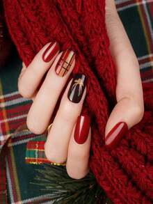 1 Box 20pcs Natural, Long-Lasting, Classic Red Deer Design UV Gel Nail Stickers, Easy To Apply And Remove