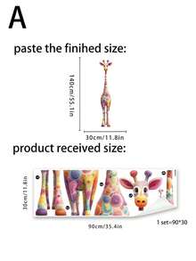 1pc Cartoon Cute Giraffe Decorative Sticker PVC Sticker Removable Self-Adhesive Easy-Tear Sticker Home Decoration Make Your Life Fresh Holiday Decor Stickers Birthday Graduation Gift - Multicolor - View 11