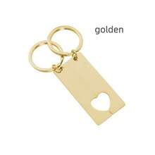 2pcsMetal Keychain Blank Rectangular Stamping Label Blank Stainless Steel DIY Heart-Shaped Label Laser Engraving Keychain Couple, - Multicolor - View 11