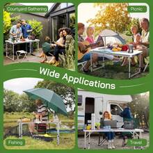 White Folding Table,Lightweight Portable Compact Metal Camp Table,Adjustable Height With Carrying Handle Suitable For Camping, Tailgating, Grilling, Hunting, Outdoor Dining And Fishing,Gift For Boyfriend,Husband And Parents. - White - View 4