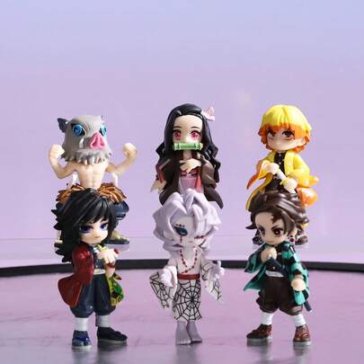 Mini Sitting Figures Set – Tanjiro, Nezuko, Zenitsu, Inosuke & 9 Hashira (Giyu, Shinobu, Kyojuro, Tengen, Mitsuri, Muichiro, Sanemi, Obanai, Gyomei) – Collectible Anime Gift, Desk & Car Decoration For Fans