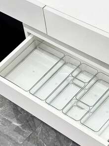 8 Stücke/4 Stücke Desktop Make-up Organizer Set, Kombination aus transparenten Kunststoff Schubladen Aufbewahrungsboxen, Schminktisch Organizer, elegante Aufbewahrungsbox, Schubladenteiler Organizer, geeignet zum Aufbewahren von Kosmetik, Schmuck, Küchenutensilien, Schlafzimmer, Badezimmer, Büro, Party Schubladen (2/3/4/5/6/7/8/9/10 Sets) - Transparent - Übersicht 6