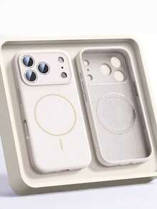 1个哑光液态硅胶极简磁吸手机壳，兼容 17 Air 16 15 14 13 12 Pro Max Plus，支持无线充电，柔软硅胶后盖