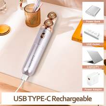 Eliminador de vello facial y corporal Conduroma de doble cabezal - Afeitadora con luz LED y cabezales de repuesto para uso de la cabeza a los pies: vello suave, áreas íntimas, axilas, antebrazos, piernas, dedos de los pies y talla grande. - Multicolor - Ver 4