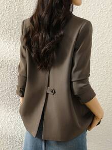 Stylish Khaki Blazer Jacket For Women, 2025 New Spring Autumn Casual Korean Fashion Suit Top