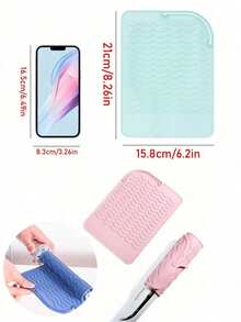 1pc Silicone Heat Styling Tool Mat, Universal Size Heat Resistant Pad For Storing And Travel, Heat Styling Tool Mat, Heat Resistant Silicone Styling Mat For Storage And Insulation, For Straightener, Iron And Curler, Use This Non-Slip Silicone Heat-Resistant Mat To Protect Your Styling Tools - Nhiều màu - Xem 6