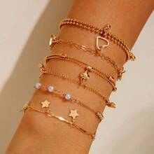 6 件套，酷炫朋克风格，包括心形和星形吊坠、珠链和配套金手链。 - 彩色 - 查看 5