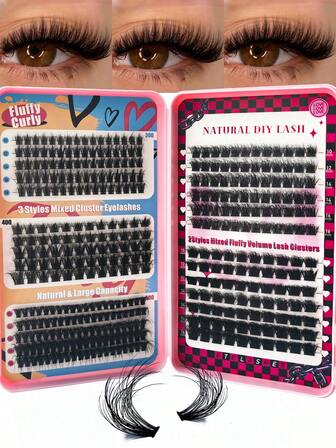 Hinarin 382 st individuella ögonfransförlängningar 5 stilar D Curl Mix 10-18 mm mjuka naturliga klusterfransar lösögonfransar för personligt bruk hemma för dramatisk ögonmakeup-look (Mix 10-18 mm, ögonfransböcker)