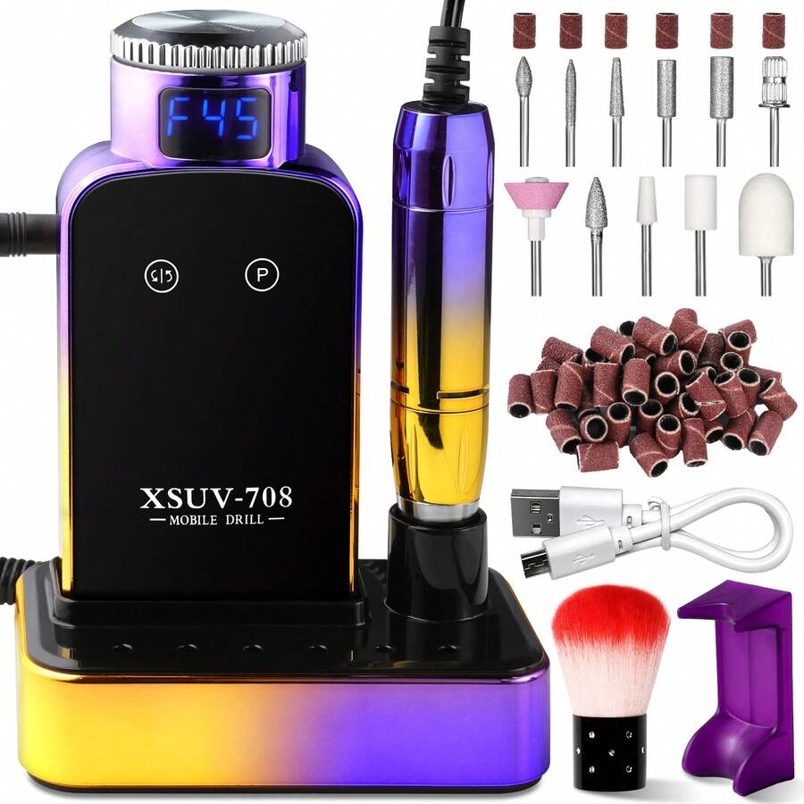 Portable Electric Nail Drill - PRO 45000RPM Electric Nail File Nail Drills For Acrylic Nails Professional With Drill Bits Manicure Pedicure Supplies Use Nail Art For Home DIY Salon Use - 彩色 - 查看 1
