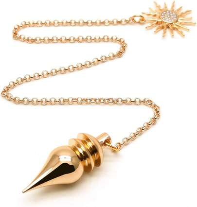 Spirit Hunter Goddess - PéNdulo De LatóN Para Dowsing - AdivinacióN - Respuestas Espirituales (Chapado En Oro De 18 Quilates)