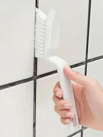 1pc Long White Plastic Household Floor Brush, Bathroom Floor Brush, Bathroom Cleaning Brush, Floor Tile Wall Gap Groove Brush, Suitable For Kitchen, Bathroom, Dining Room, Living Room, Wall Gaps