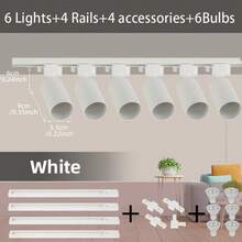 6件套轨道灯套装，黑/白嵌入式筒灯，GU10灯座，可更换GU10灯泡，冷白光/中性白光/暖白光，LED吸顶灯，吸顶射灯，吸顶轨道射灯，专业商业照明灯具，包含轨道和配件，适用于卧室、客厅、厨房、展厅、商场、酒店等场所。 - GU10軌道燈套裝 - 查看 42