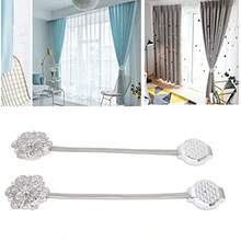 QY- Alzapaños Magnéticos de Cristal para Cortina Clips de Flores para Sala de Estar y Dormitorio 2 uds. -6194 - Plateado - Ver 4
