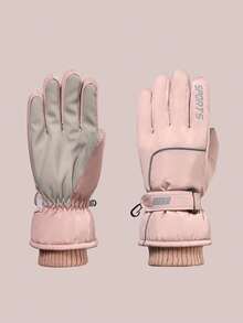 1 Pair 5-12Y Kids Winter Warm Thermal Lined Outdoor Windproof Waterproof Anti-Slip Ski Gloves - Pink - View 7