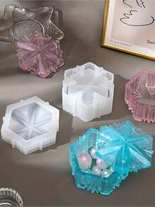 一套雪花盒树脂模具，带盖首饰盒硅胶模具，环氧树脂浇铸模具，DIY糖果架配件收纳盒 - 白色 - 查看 12