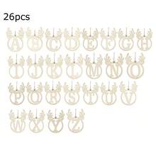 26 件 A-Z 英文字母木制圣诞吊坠木制工艺品镂空 DIY 木制家居装饰，圣诞节 - 米色 - 查看 6