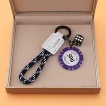 Llavero con colgante de ficha de póquer de aleación de zinc de unicolor y casual, decoración colgante de mochila de varios aros, regalo de alta gama para parejas, instalación DIY - Multicolor - Ver 9