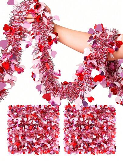 1/2/4件套心形金属丝花环装饰，情人节新娘礼物，婚礼装饰，室内/室外墙面悬挂