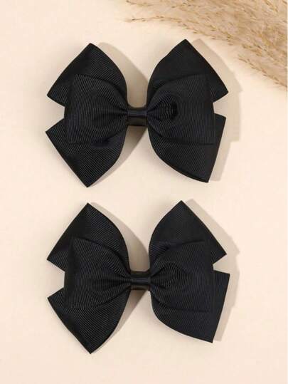 2PCS Black Hair Bows Fo Women,Gorgeous Ribbon Bow Hair Clips For Fashion Party,Hair Ribbons Adorable Solid Color Alligator Clips,Hair Accessories Plain Bowknot Barrettes,Daily Hair Accessories Love Valentine, Claw Clips, Hair Slide