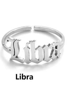 1 chiếc nhẫn bạc cổ điển bằng thép không gỉ có thể điều chỉnh kích cỡ, khắc 12 cung hoàng đạo, phù hợp cho nữ giới đeo hàng ngày và trong các dịp lễ. - Bạc - Xem 2