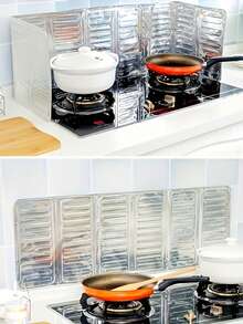 1/2 Packs Aluminum Kitchen Splash Guard - Foldable, Non-Food Contact Grease & Heat Protection, Suitable For Gas Stove, Cooking Protection, Splatter Shield - Multicolor - View 4