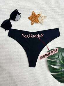 1件定制趣味圣诞女士性感诱惑极简性感丁字裤，新娘内衣 - 黑色 - 查看 1