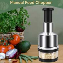 Food Chopper, Handheld Veggie Chopper For Vegetable, Onion, Garlic, Nut, Hand Vegetable Cutter, Easy To Clean Manual Hand Vegetable Chopper Dicer, Stainless Steel Blade - Bạc - Xem 1