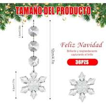 36pzs Adornos de Cristal para árbol de Navidad,Adornos Colgantes de Copos de Nieve de Cristal,Colgantes para el País de Las Maravillas Invernal,Adecuado para Decoración Navideña y Fiestas(12cm)(default) - Multicolor - Ver 3