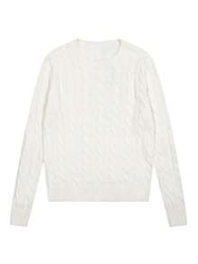 GRDR Men's Twisted Floral Pattern Crew Neck Long Sleeve Sweater - White - View 2