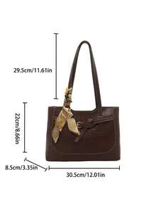 حقيبة كتف نسائية عصرية ذات لون أحادي عالية الجودة متعددة الاستخدامات قطعة واحدة - بني داكن - مشاهدة 2