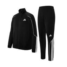 Adidas 2 piezas Conjunto de chándal de punto para hombre, chaqueta de cuello alto y pantalón de chándal - Blanco y Negro - Ver 3